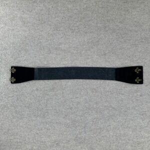 VTG Leather Shop Black Suede Grey Wool Wide Cinch Belt Brass Hooks Large